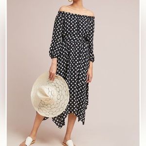 Anthropologie Maeve Dotted Off the Shoulder Dress